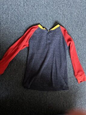 wonder nation Colorblock Henley Long-Sleeve Top - Navy, Red & Yellow